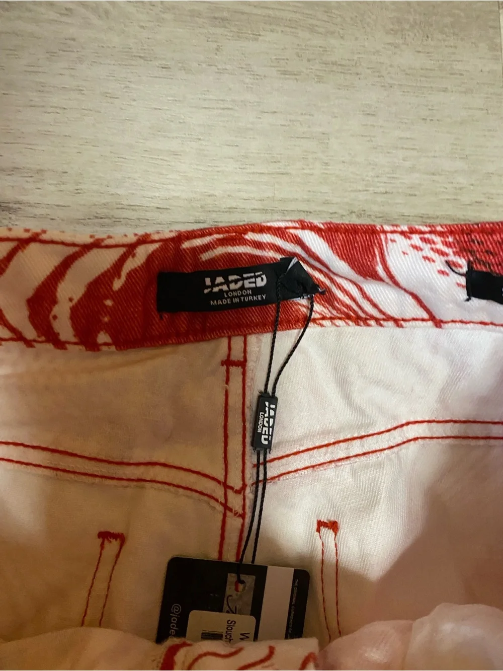 Jaded London Red Cherry Print Slouchy Boyfriend Jeans- NWT